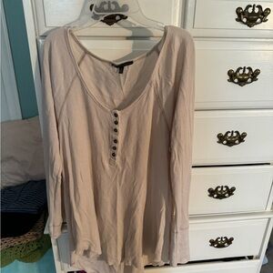 flowy cream waffle henley